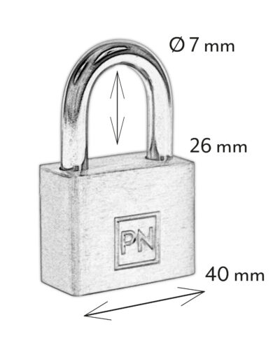 HÆNGELÅS - RUSTFRI - 40MM - KORT BØJLE - 4 STIFTER - Billede 2